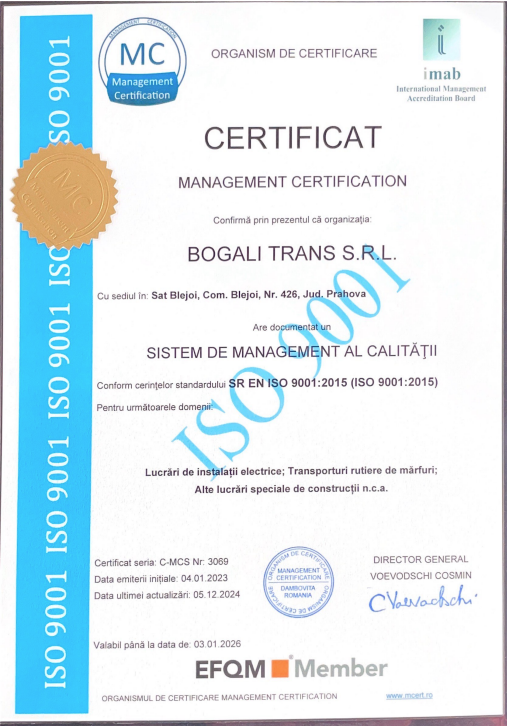 ISO 9001:2015 - Sistem de Management al Calității